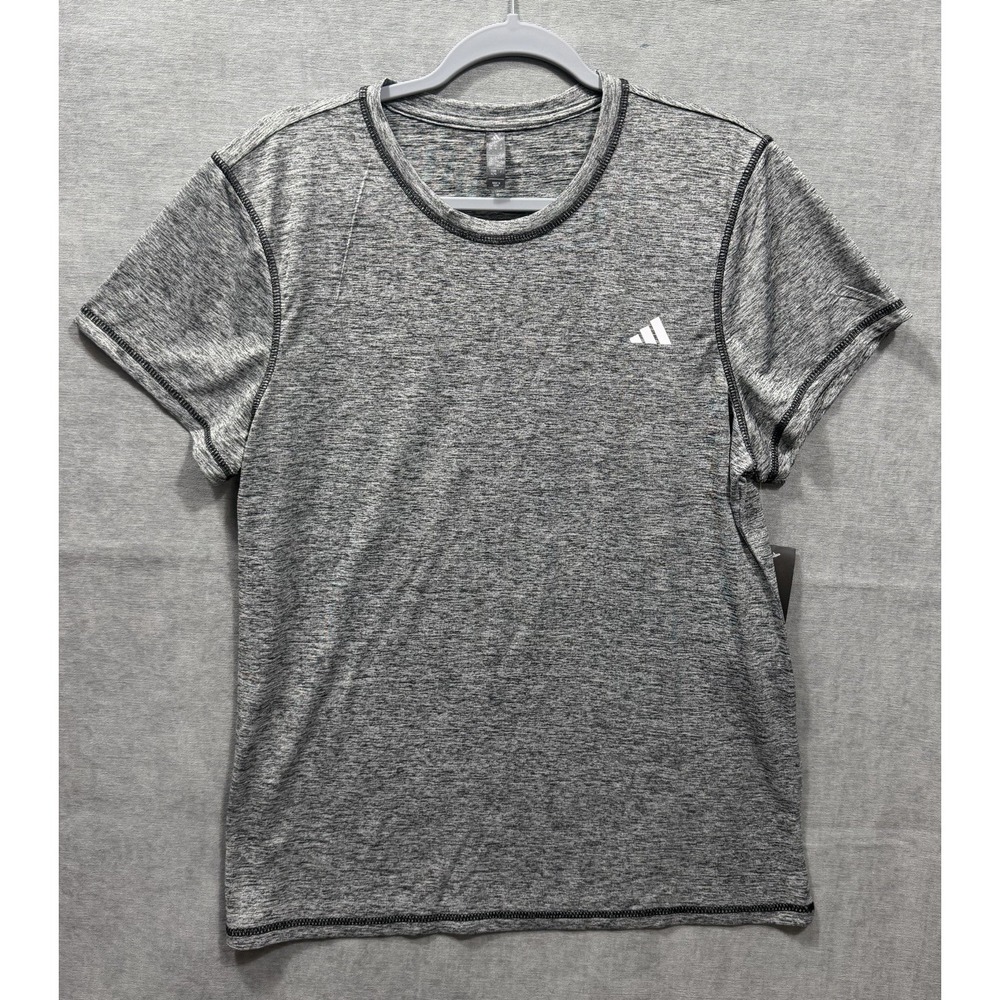 Adidas Women's Short Sleeve Tech Tee Heather Black Size X Large Athletic Workout